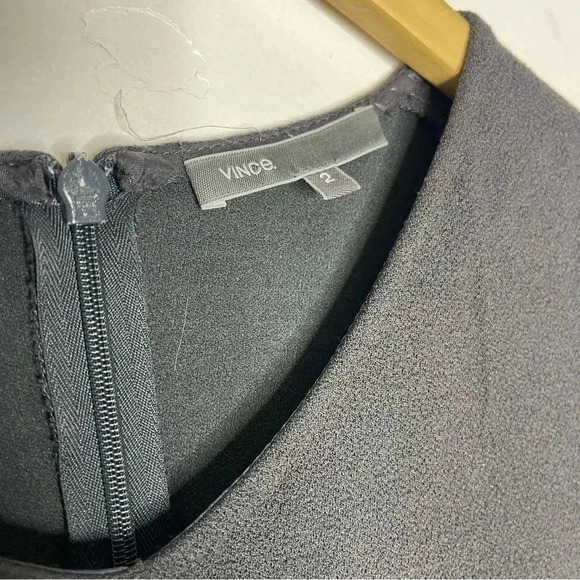 Vince High V-Neck Sheath Dress in Grey Size 2 - Picture 6 of 10